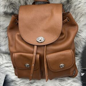 Coach Pebbled Leather Backpack in Saddle Brown